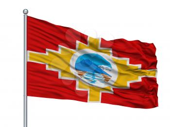 Santa Barbara City Flag On Flagpole, Country Chile, Isolated On White Background, 3D Rendering