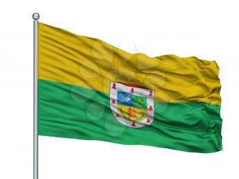 Victoria City Flag On Flagpole, Country Chile, Isolated On White Background, 3D Rendering