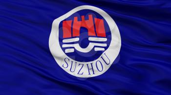 Suzhou City Flag, Country China, Closeup View, 3D Rendering