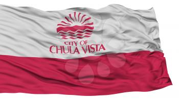 Isolated Chula Vista City Flag, City of California State, Waving on White Background, High Resolution