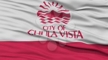 Closeup of Chula Vista City Flag, Waving in the Wind, California State, United States of America