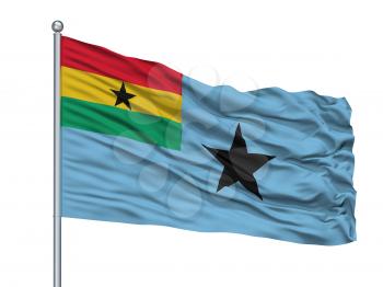 Civil Air Ensign Of Ghana Flag On Flagpole, Isolated On White Background, 3D Rendering