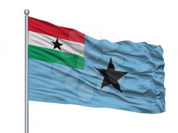 Civil Air Ensign Of Ghana 1964 1966 Flag On Flagpole, Isolated On White Background, 3D Rendering