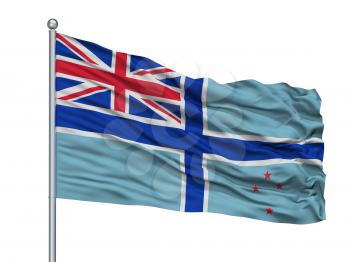 Civil Air Ensign Of New Zealand Flag On Flagpole, Isolated On White Background, 3D Rendering