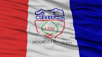 Closeup of Cleveland City Flag, Waving in the Wind, Ohio State, United States of America