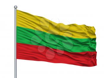 Buga City Flag On Flagpole, Country Colombia, Isolated On White Background, 3D Rendering