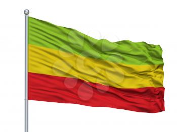 Caldas City Flag On Flagpole, Country Colombia, Antioquia Department, Isolated On White Background, 3D Rendering