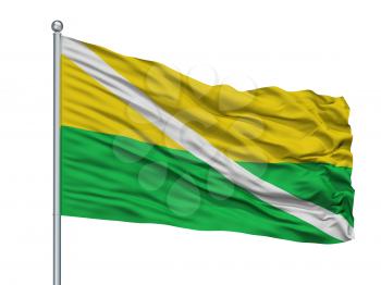 Chiriguana City Flag On Flagpole, Country Colombia, Cesar Department, Isolated On White Background, 3D Rendering
