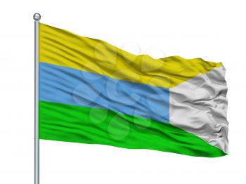 Cunday City Flag On Flagpole, Country Colombia, Isolated On White Background, 3D Rendering