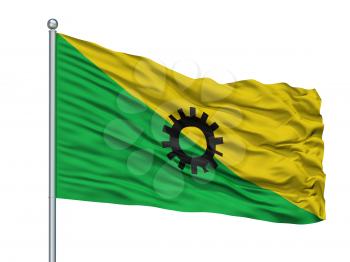 Dosquebradas City Flag On Flagpole, Country Colombia, Risaralda Department, Isolated On White Background, 3D Rendering