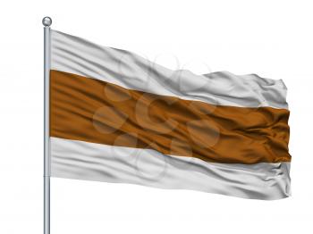 El Carmen City Flag On Flagpole, Country Colombia, Viboral Department, Isolated On White Background, 3D Rendering