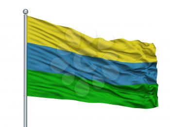 El Cerrito City Flag On Flagpole, Country Colombia, Valle Del Cauca Department, Isolated On White Background, 3D Rendering