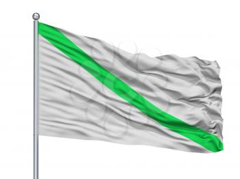 Fomeque City Flag On Flagpole, Country Colombia, Cundinamarca Department, Isolated On White Background, 3D Rendering