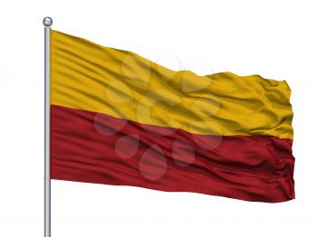 Giron City Flag On Flagpole, Country Colombia, Santander, Isolated On White Background, 3D Rendering