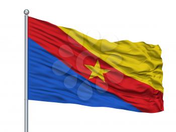 Guaduas City Flag On Flagpole, Country Colombia, Cundinamarca, Isolated On White Background, 3D Rendering