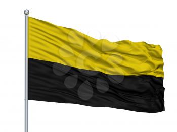 Heliconia City Flag On Flagpole, Country Colombia, Isolated On White Background, 3D Rendering