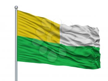 Maria La Baja City Flag On Flagpole, Country Colombia, Bolivar Department, Isolated On White Background, 3D Rendering