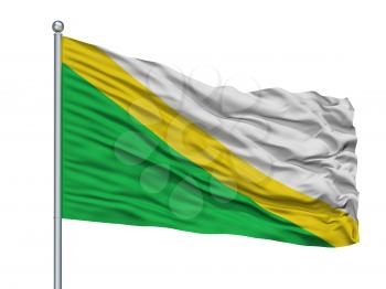 Medina City Flag On Flagpole, Country Colombia, Cundinamarca Department, Isolated On White Background, 3D Rendering