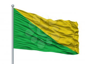 Mosquera City Flag On Flagpole, Country Colombia, Cundinamarca Department, Isolated On White Background, 3D Rendering