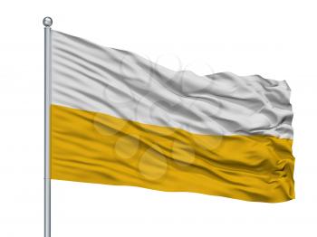 Pasca City Flag On Flagpole, Country Colombia, Cundinamarca Department, Isolated On White Background, 3D Rendering