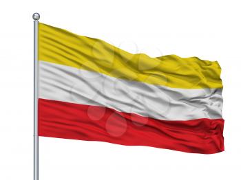 Paz De Rio City Flag On Flagpole, Country Colombia, Isolated On White Background, 3D Rendering