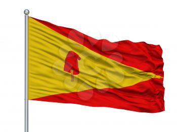 Pereira City Flag On Flagpole, Country Colombia, Isolated On White Background, 3D Rendering