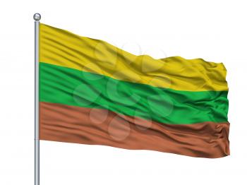 Pinchote City Flag On Flagpole, Country Colombia, Santander Department, Isolated On White Background, 3D Rendering