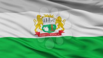 Puerto Boyaca City Flag, Country Colombia, Boyaca Department, Closeup View, 3D Rendering