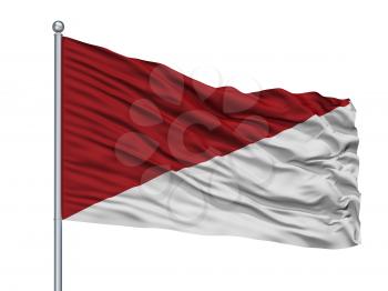 Puli City Flag On Flagpole, Country Colombia, Isolated On White Background, 3D Rendering