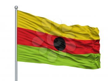 Quinchia City Flag On Flagpole, Country Colombia, Risaralda Department, Isolated On White Background, 3D Rendering