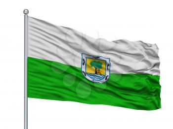 Santa Fe De Antioquia City Flag On Flagpole, Country Colombia, Antioquia Department, Isolated On White Background, 3D Rendering
