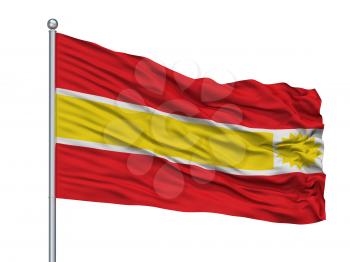 Topaipi City Flag On Flagpole, Country Colombia, Cundinamarca Department, Isolated On White Background, 3D Rendering