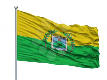 Vergara City Flag On Flagpole, Country Colombia, Cundinamarca Department, Isolated On White Background, 3D Rendering