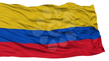 Isolated Colombia Flag, Waving on White Background, 3D Rendering