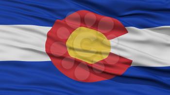 Closeup Colorado Flag on Flagpole, USA state, Waving in the Wind, High Resolution