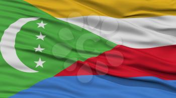 Closeup Comoros Flag, Waving in the Wind, High Resolution