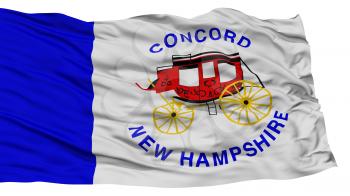 Isolated Concord Flag, Capital of New Hampshire State, Waving on White Background, High Resolution