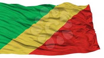 Isolated Congo Brazzaville Flag, Waving on White Background, High Resolution
