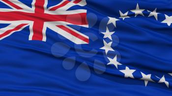 Closeup Cook Islands Flag, Waving in the Wind, High Resolution