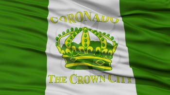 Closeup of Coronado City Flag, Waving in the Wind, California State, United States of America