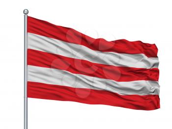 Varazdin City Flag On Flagpole, Country Croatia, Isolated On White Background, 3D Rendering