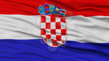 Closeup Croatia Flag, Waving in the Wind, High Resolution