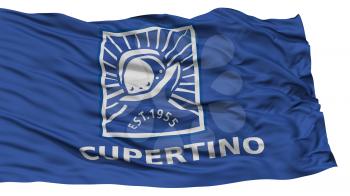 Isolated Cupertino City Flag, City of California State, Waving on White Background, High Resolution
