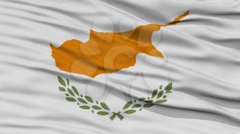 Closeup Cyprus Flag, Waving in the Wind, 3D Rendering