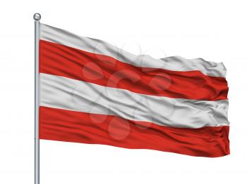 Brno City Flag On Flagpole, Country Czech Republic, Isolated On White Background