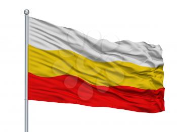 Decin City Flag On Flagpole, Country Czech Republic, Isolated On White Background
