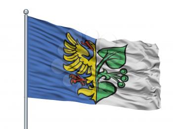 Karwina Flag City Flag On Flagpole, Country Czech Republic, Isolated On White Background
