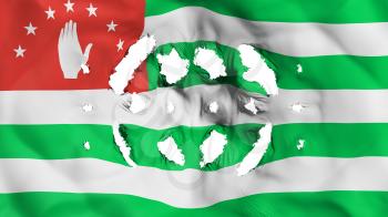 Abkhazia flag with a small holes, white background, 3d rendering