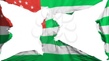 Destroyed Abkhazia flag, white background, 3d rendering