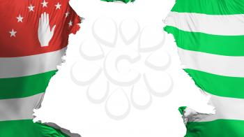 Abkhazia flag ripped apart, white background, 3d rendering